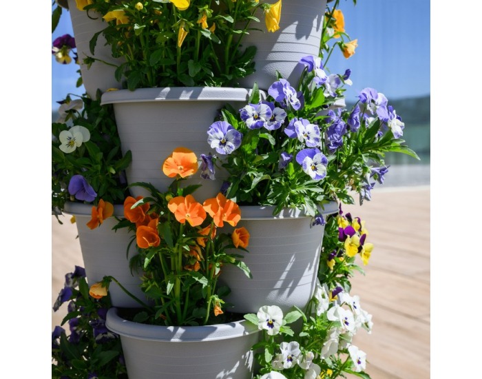 Kaskádový stohovateľný kvetináč (6 ks) Pixelt - sivá