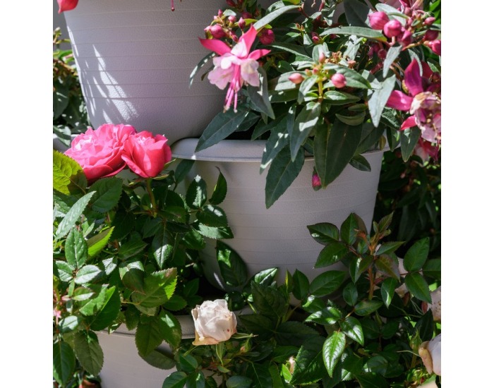 Kaskádový stohovateľný kvetináč (6 ks) Pixelt - sivá