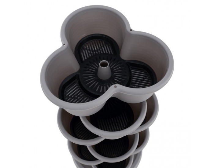 Kaskádový stohovateľný kvetináč (6 ks) Pixelt - sivá