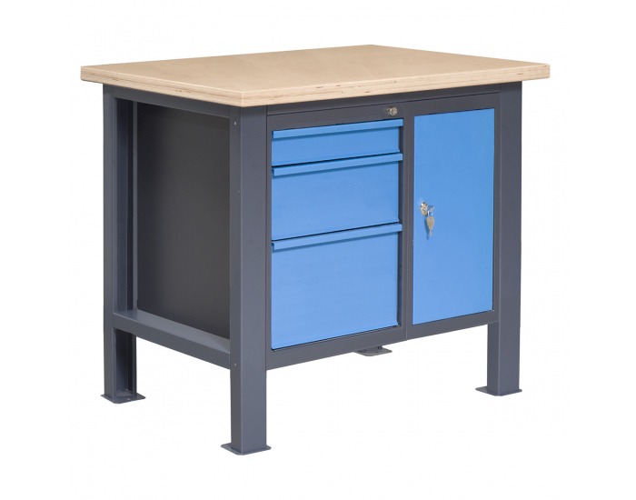 Pracovný stôl PL01L/P5P9 - grafit / modrá
