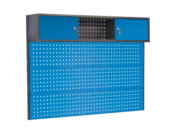 Nadstavba k pracovnému stolu so skrinkami PL02/3T/1S - grafit / modrá