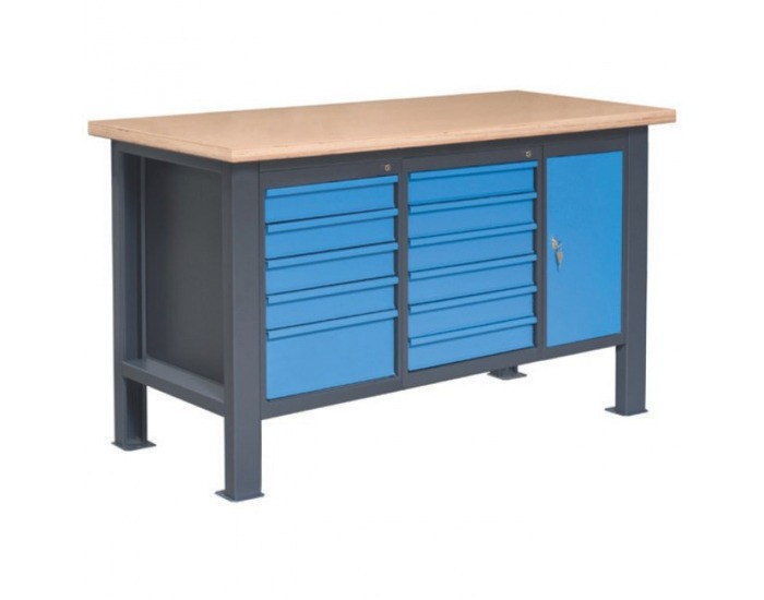 Pracovný stôl PL02L/P6P3P10 - grafit / modrá