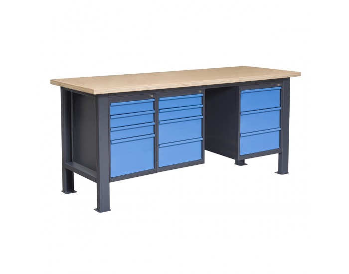 Pracovný stôl PL03L/P4P7P8 - grafit / modrá
