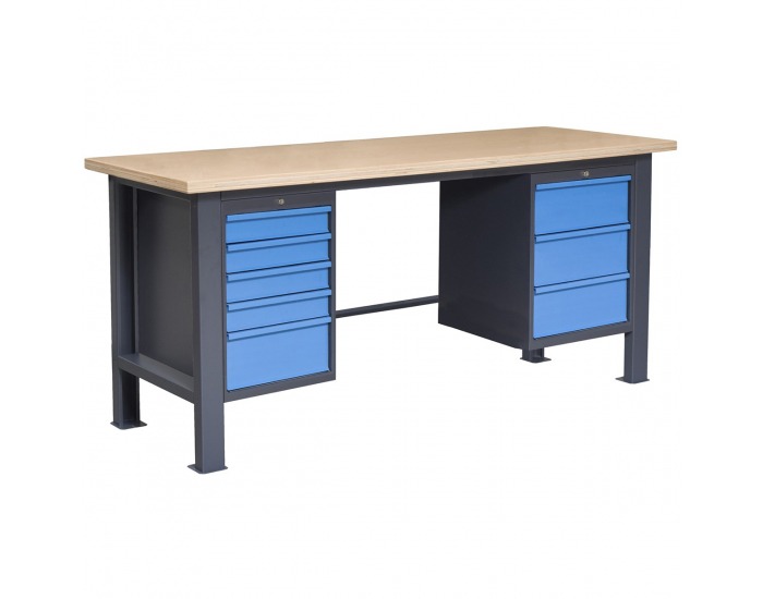 Pracovný stôl PL03L/P6P8 - grafit / modrá