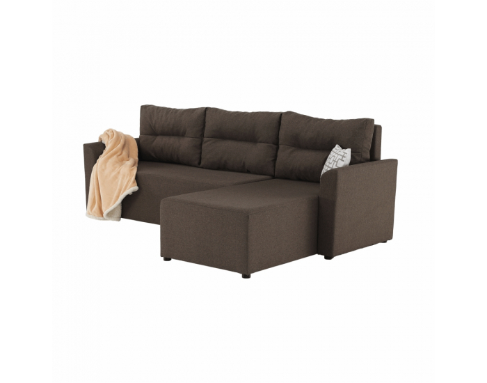 Rohová sedačka s rozkladom a úložným priestorom Play L/P - hnedá
