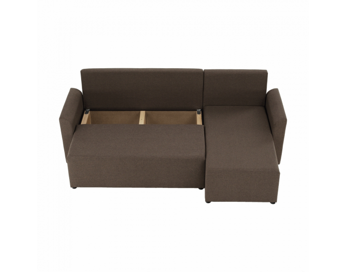 Rohová sedačka s rozkladom a úložným priestorom Play L/P - hnedá