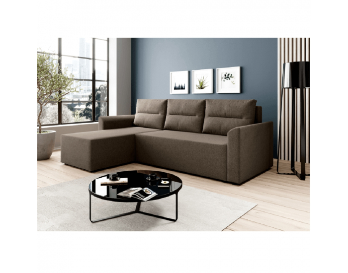 Rohová sedačka s rozkladom a úložným priestorom Play L/P - hnedá