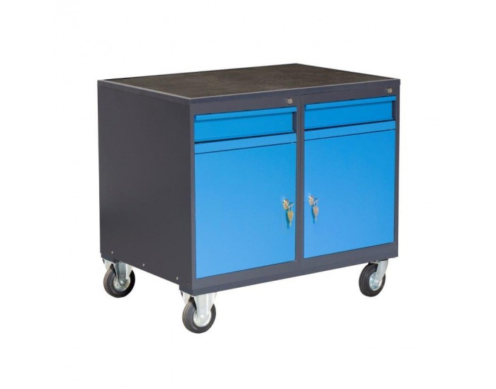 Dielenský vozík na kolieskach so zámkom PLW01G/P2P2 - grafit / modrá