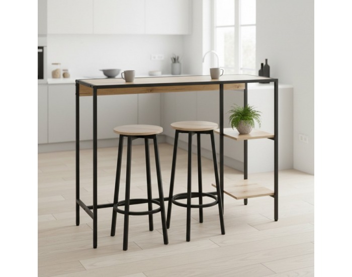 Barový set Pohos 1+2 - dub / čierna