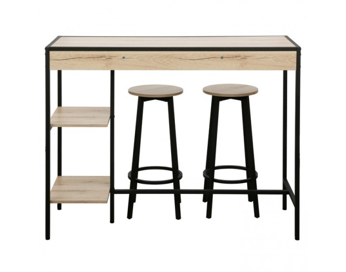 Barový set Pohos 1+2 - dub / čierna