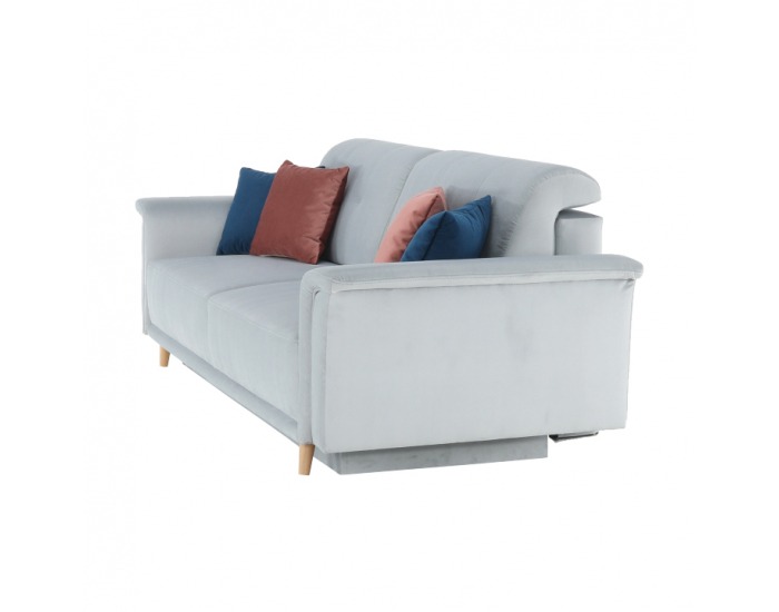 Rozkladacia pohovka s úložným priestorom Ariana - svetlosivá / ružová / tmavomodrá