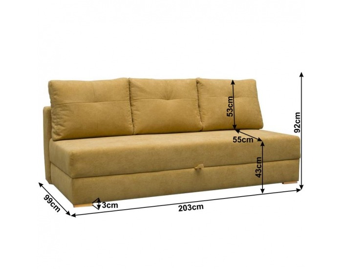 Rozkladacia pohovka s úložným priestorom Doruk - horčicová