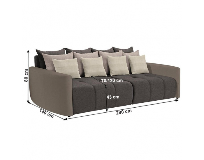 Rozkladacia pohovka s úložným priestorom Porto - sivohnedá taupe / svetlohnedá / krémová