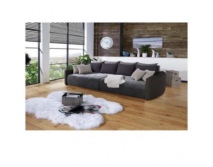 Rozkladacia pohovka s úložným priestorom Porto - sivohnedá taupe / svetlohnedá / krémová