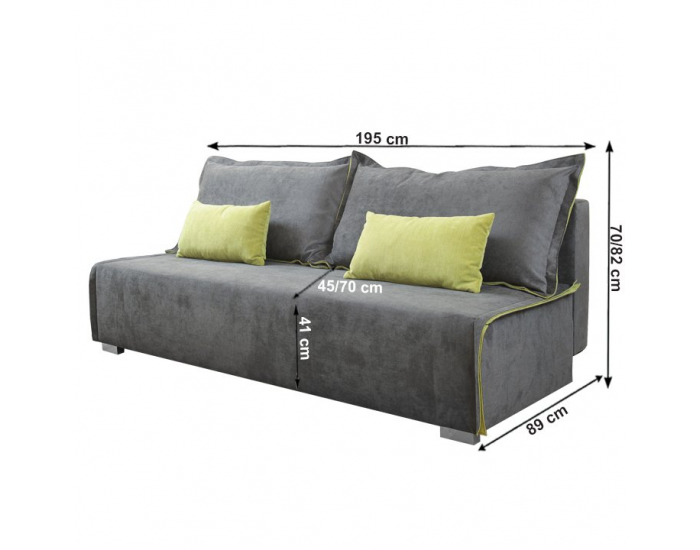 Rozkladacia pohovka s úložným priestorom Tabir - sivá / zelená