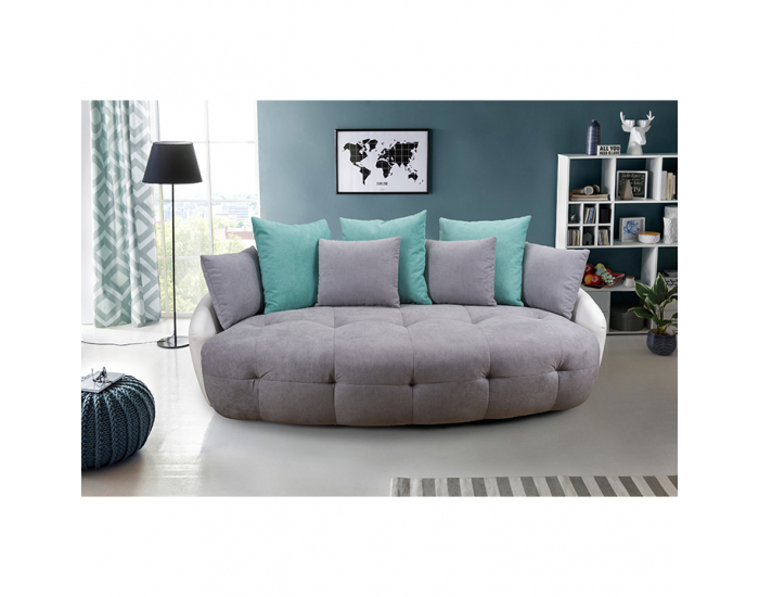 Pohovka Vildan - sivá / biela / tyrkysová