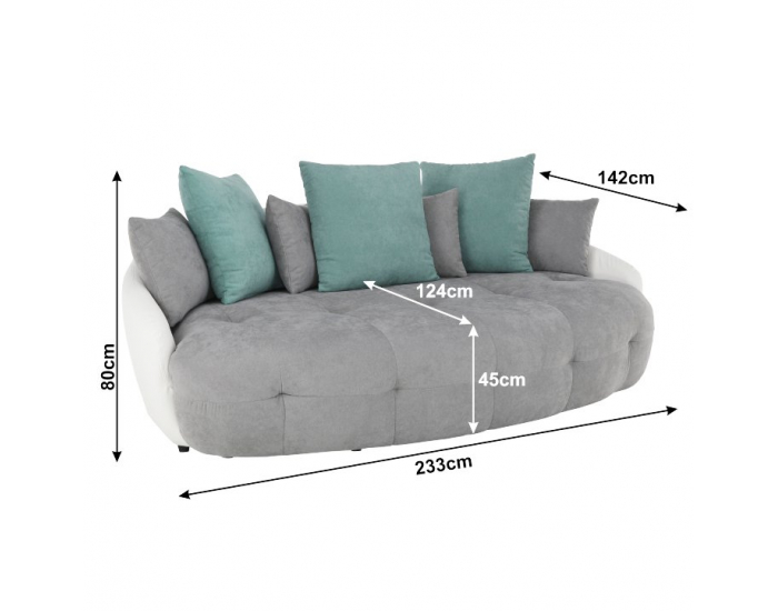 Pohovka Vildan - sivá / biela / tyrkysová