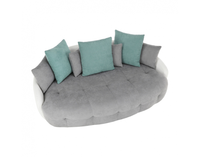 Pohovka Vildan - sivá / biela / tyrkysová