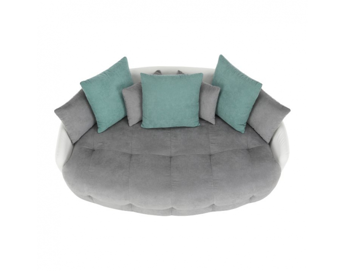 Pohovka Vildan - sivá / biela / tyrkysová