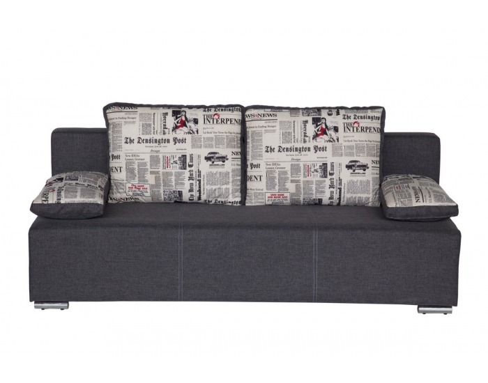 Rozkladacia pohovka s úložným priestorom Xara - šenil šedý (Savana) / text