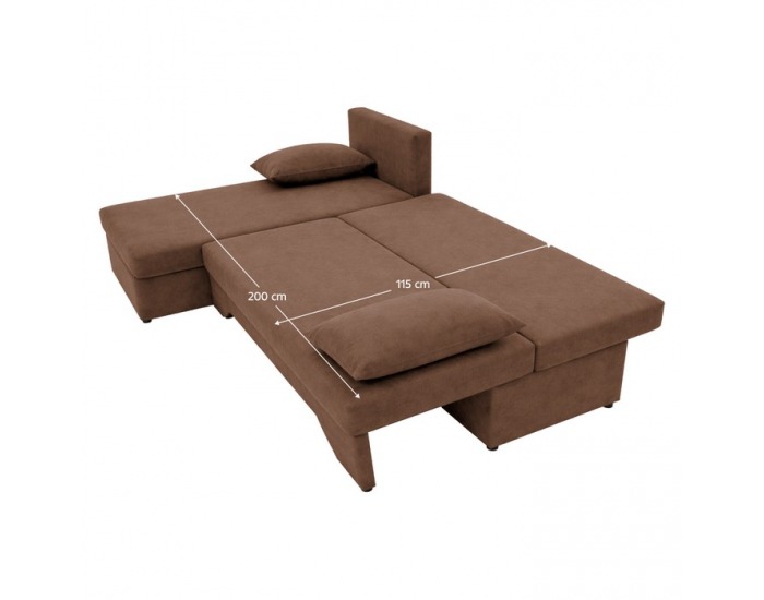Rohová sedačka s rozkladom Polaris New L/P - hnedá / béžová