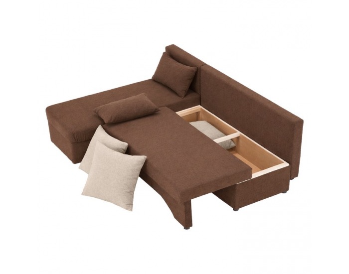 Rohová sedačka s rozkladom Polaris New L/P - hnedá / béžová