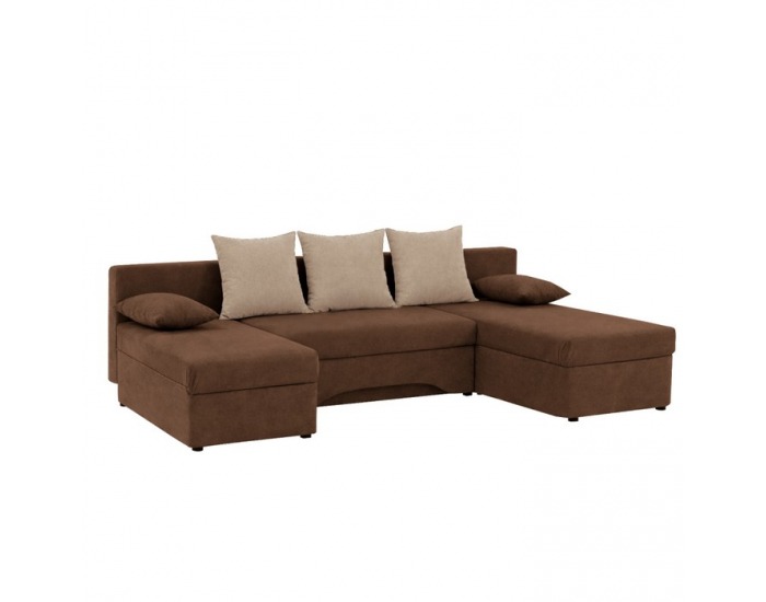 Rohová sedačka U s rozkladom Polaris U Uni L/P - hnedá / béžová