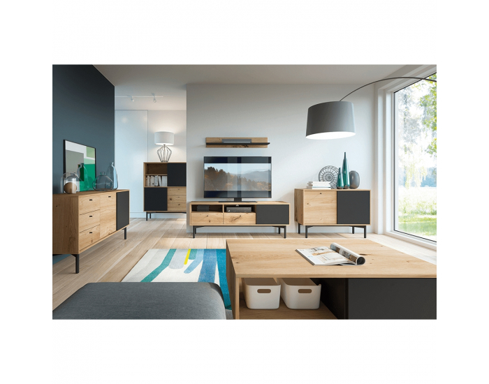 Polica Forso FP102 - dub artisan / čierna