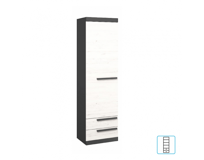 Policová skriňa Beverly 1D - sivý grafit / sosna andersen