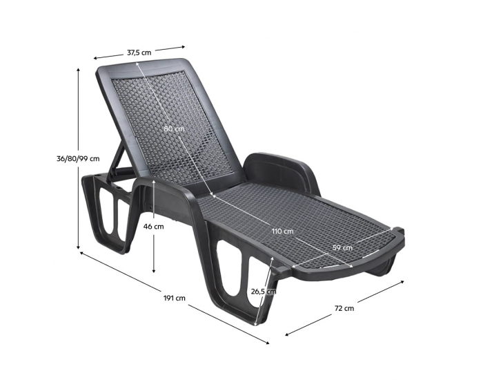 Záhradné stohovateľné lehátko Polro - antracit