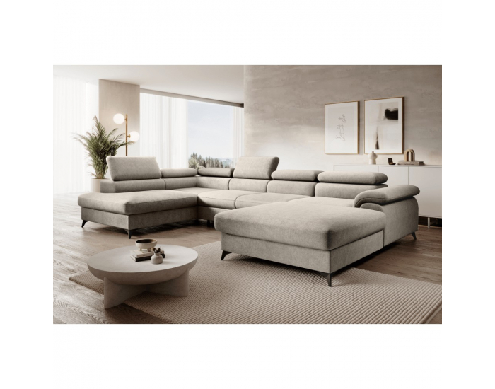 Rohová sedačka U s rozkladom Poly Roh U L - béžová / čierna