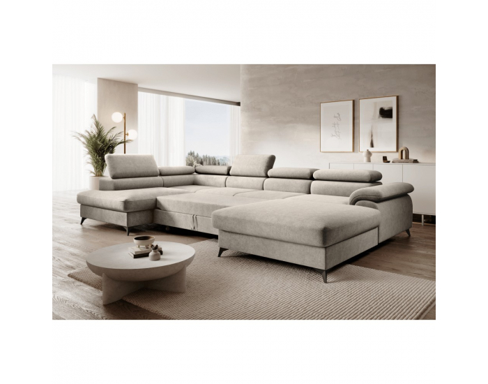 Rohová sedačka U s rozkladom Poly Roh U L - béžová / čierna