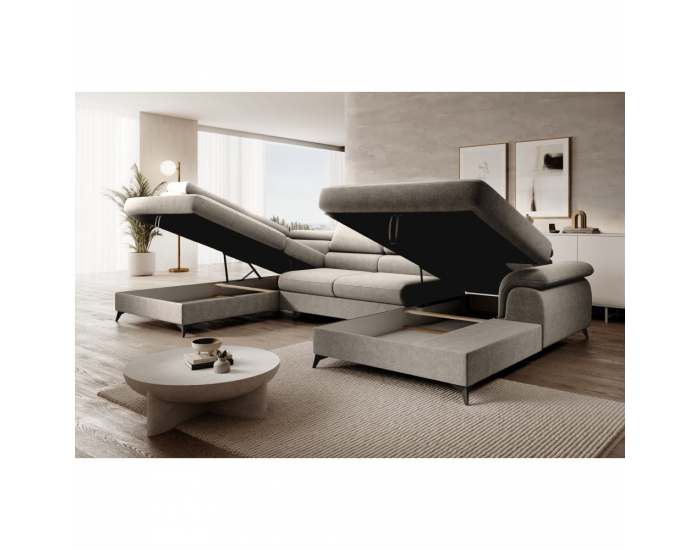 Rohová sedačka U s rozkladom Poly Roh U L - béžová / čierna