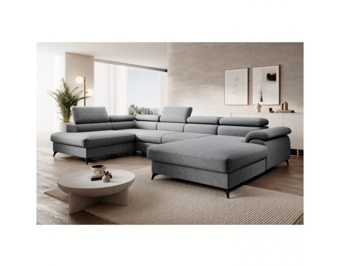 Rohová sedačka U s rozkladom Poly Roh U L - sivá