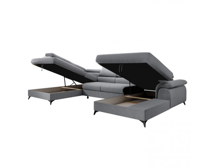 Rohová sedačka U s rozkladom Poly Roh U L - sivá