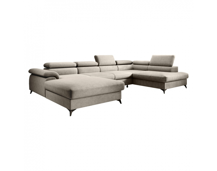 Rohová sedačka U s rozkladom Poly Roh U P - béžová / čierna