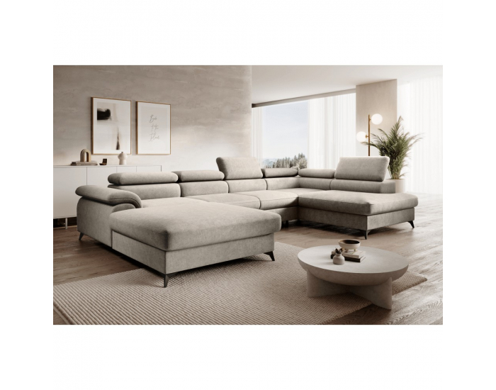 Rohová sedačka U s rozkladom Poly Roh U P - béžová / čierna