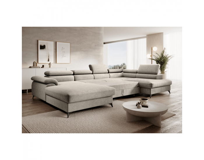 Rohová sedačka U s rozkladom Poly Roh U P - béžová / čierna