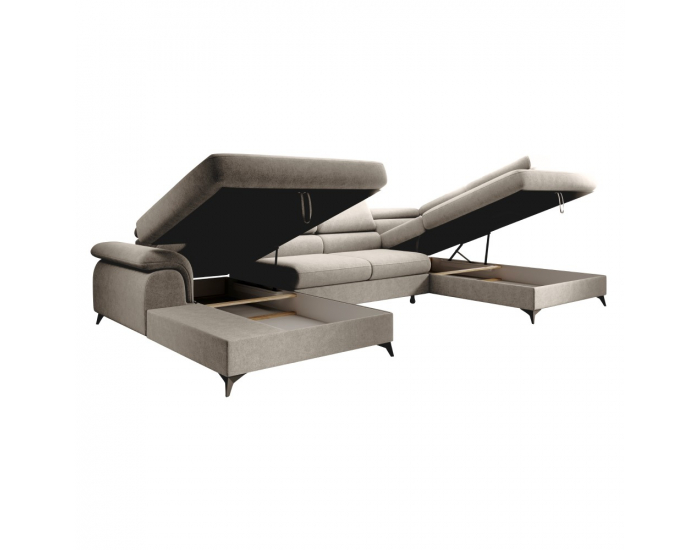 Rohová sedačka U s rozkladom Poly Roh U P - béžová / čierna