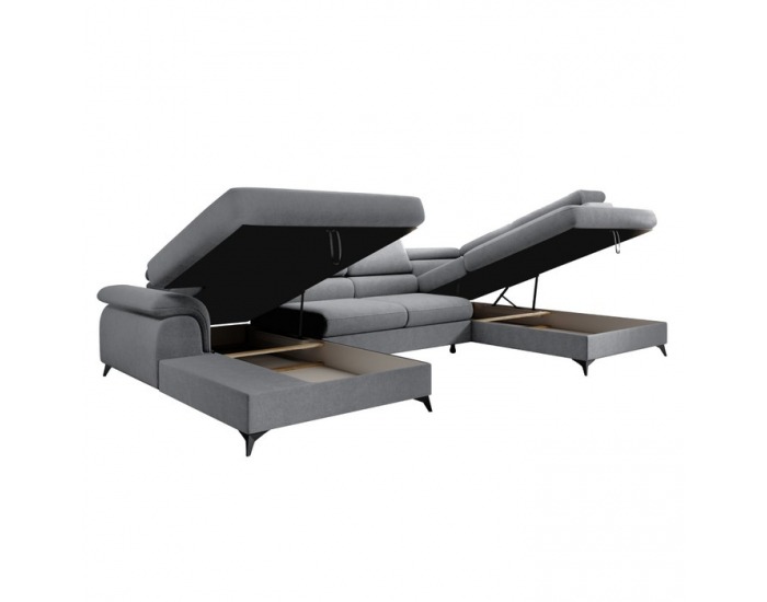 Rohová sedačka U s rozkladom Poly Roh U P - sivá