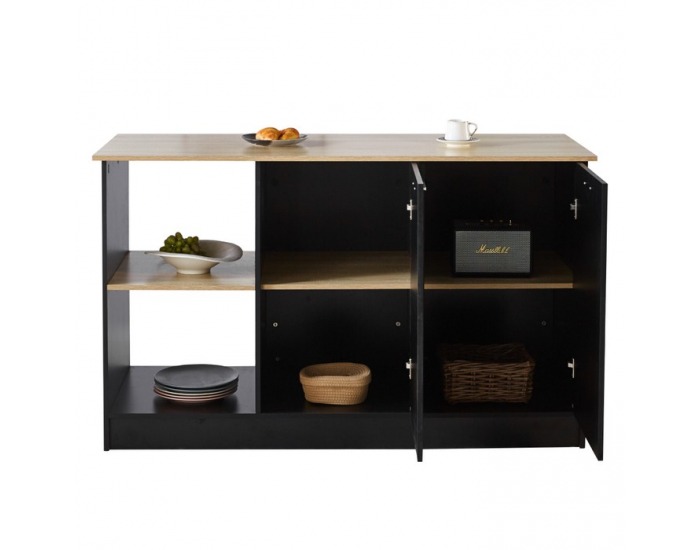 Kuchynský ostrovček Pompej - čierna / dub