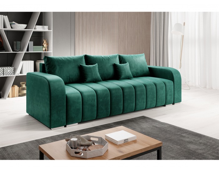 Rozkladacia pohovka s úložným priestorom Porima - smaragdová