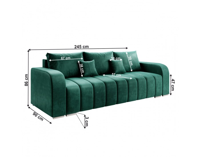 Rozkladacia pohovka s úložným priestorom Porima - smaragdová