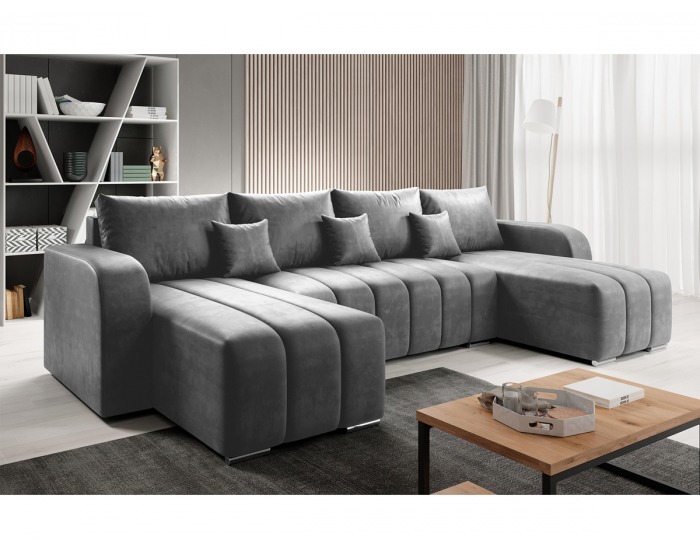 Rohová sedačka U s rozkladom Porima U L/P - sivá