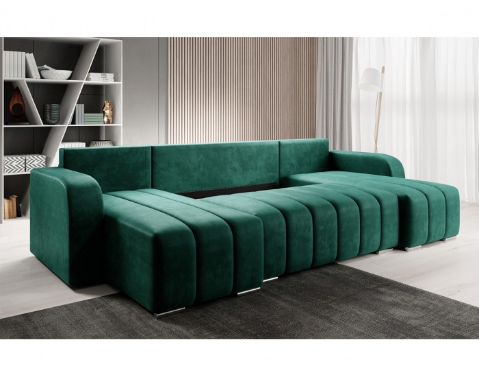 Rohová sedačka U s rozkladom Porima U L/P - smaragdová