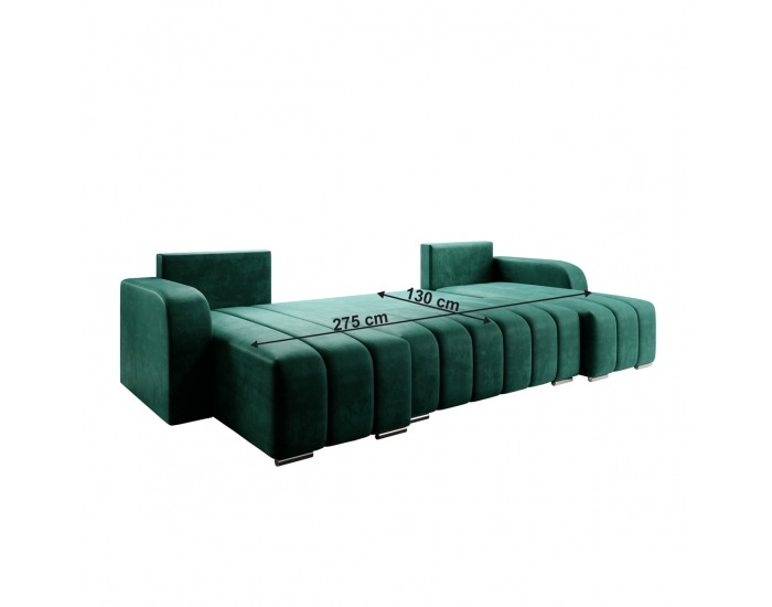 Rohová sedačka U s rozkladom Porima U L/P - smaragdová
