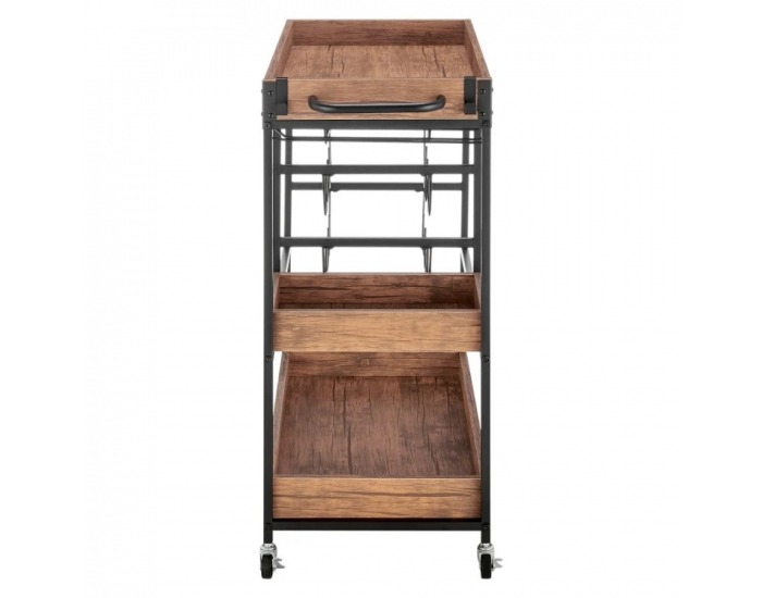 Servírovací stolík na kolieskach Portis - dub tmavý / čierna