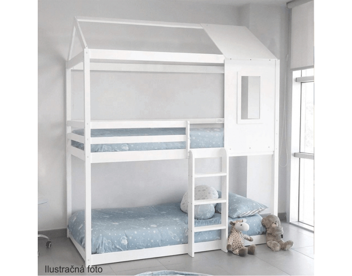 Poschodová posteľ s roštami Atrisa 90x200 cm - biela