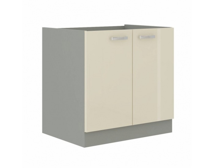 Dolná kuchynská skrinka Prado 80 D 2F BB - krémový vysoký lesk / sivá