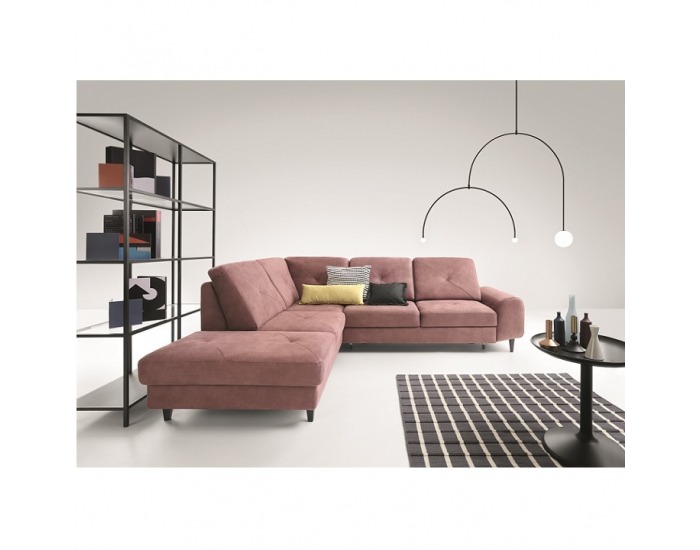 Rohová sedačka s rozkladom a úložným priestorom Praga L - púdrová ružová